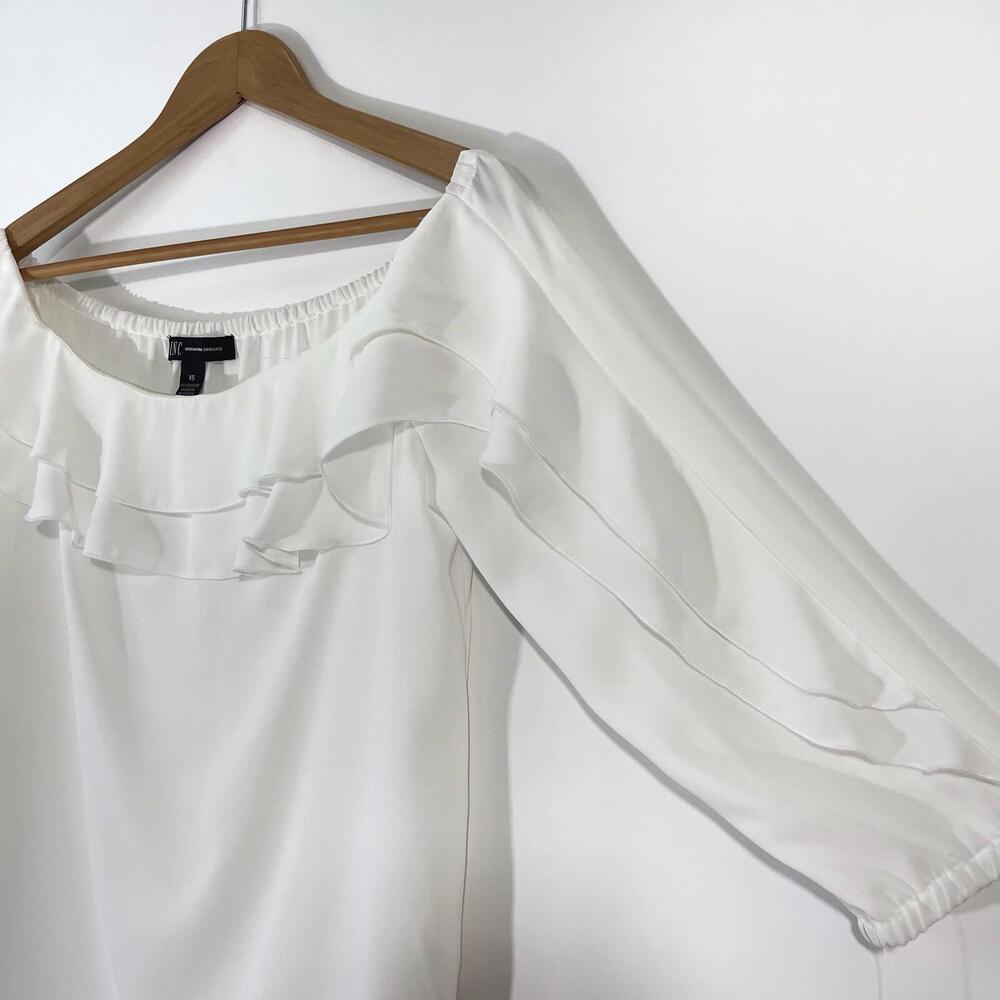 INC International Concepts Women’s Size XS Washed White Off the Shoulder Blouse - Picture 8 of 12